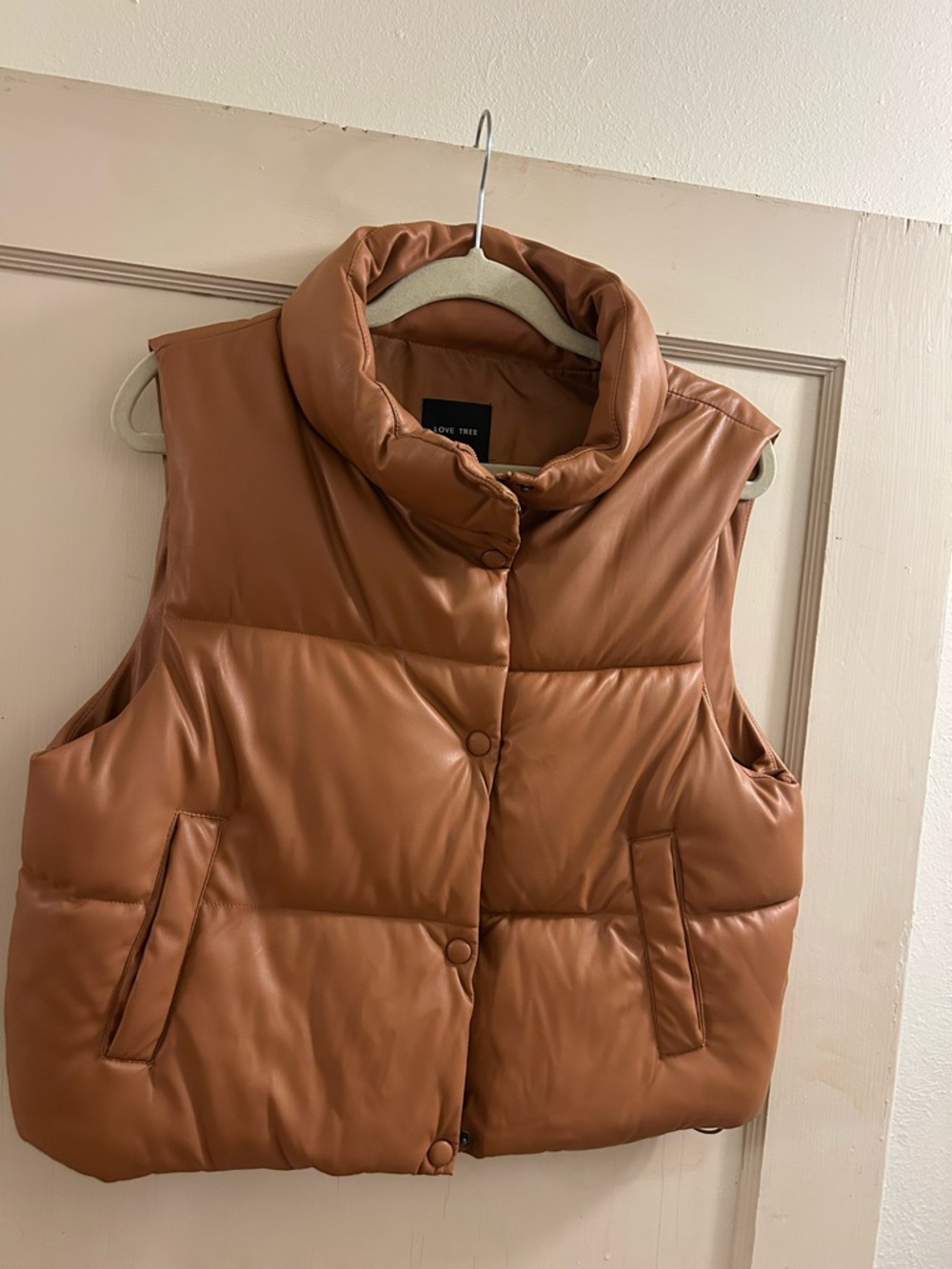 Love Tree Cognac Brown Quilted Puffer Vest